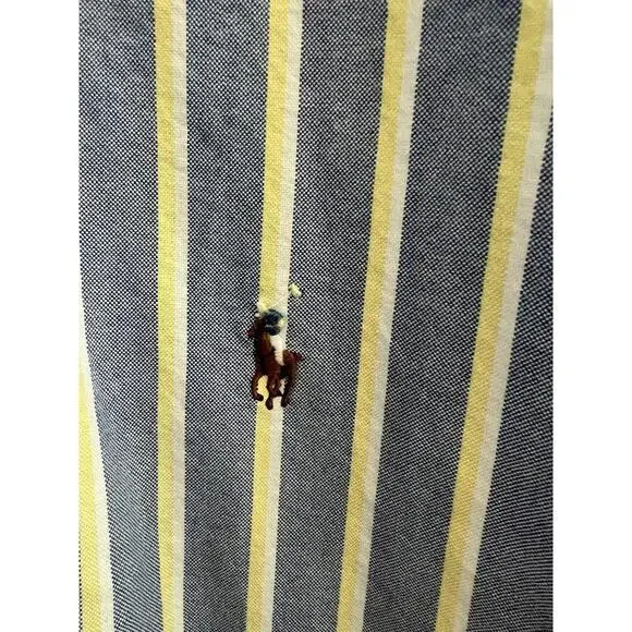 Ralph Lauren Shirt Men’s 3XLT Tall Blue Yellow Stripe Short Sleeve Classic Fit - Picture 3 of 7